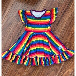 Just For Littles 100% Cotton Twirl Dress Rainbow/Stars 3T